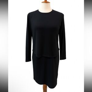 J Jill Pure Jill Black Layered Look Dress XS Tencel Lyocell Long Sleeve